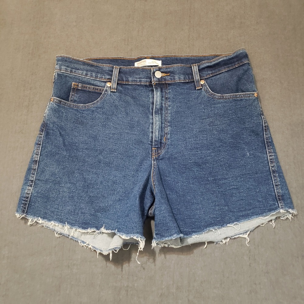 Signature Levi Strauss Heritage High Rise Shorts Womens‎ 14 Blue Denim Cut Off